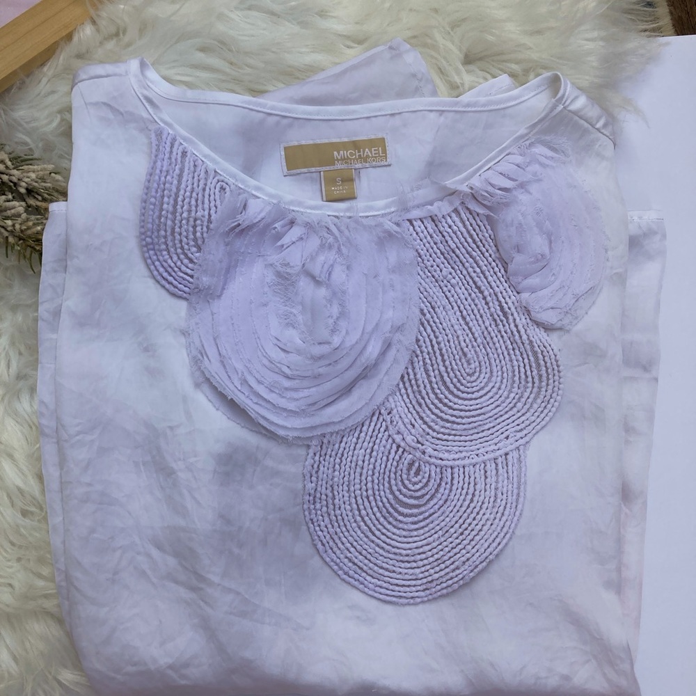 Michael Kors White Embellished Blouse Size Small